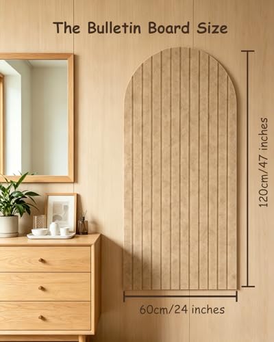 Foldable Bulletin Board 47x24 inches, 0.35" Thick Felt Wall Tiles, Large Cork Board with Adhesive Sticker, Round Edges Wall Panels for Office Bedroom Living Room, Decorative Board (Camel) — view 6