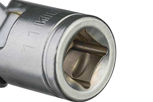 KING TONY 335111M Chrome Vanadium Steel 3/8" Drive 6 Point Flexible Crowfoot Socket Wrench, 53 mm Length, 11 mm Size, Pack of 12 - Image 3