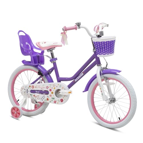 Image of ACEGER Girls Bike with Basket for Ages 2-12 Years Old Kids, 12 14 16 18 Inch with Training Wheels，Princess Style with Streamers, Handbrake & Coaster Brake,Multiple Colors.