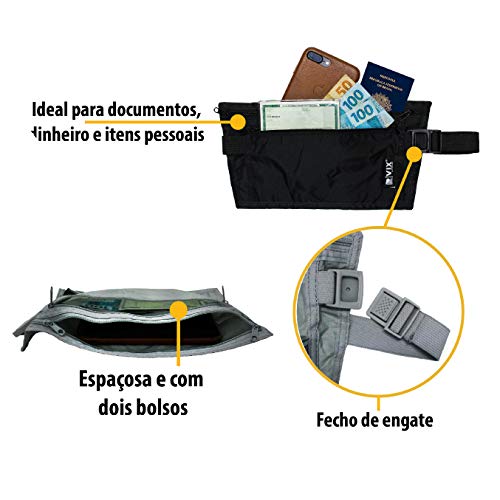 Porta Dólar Doleira Documentos Preta Para Viagem CG49226