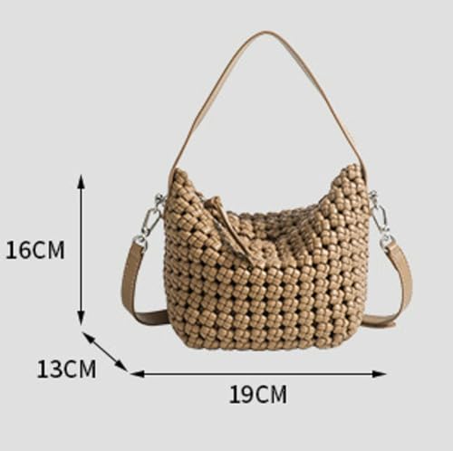Womens Trendy Hand-woven Shoulder Crossbody Bag Small Pillow Tote Purse Top Handle Handbags for Summer Beach 20252