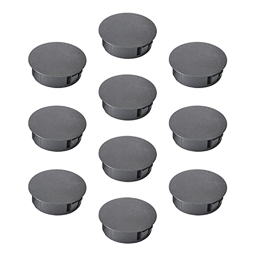 Image of Heyiarbeit 50pcs Hole Plugs 30mm /1.18 inch Nylon Plastic Round Snap in Type Locking Hole Tube Furniture Fencing Post Pipe Insert End Caps Black Tone