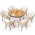 Pamapic 7 Pieces Outdoor Dining Set,All-Weather PE Rattan Patio Dining Sets with Wood Table Top, Outdoor Table and Chairs for 6 with Removable Cushion for Lawn Garden Patio, Cream
