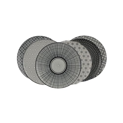 Ard'time - Assiette à dessert Komae noir et blanc diam 21 cm lot de 6