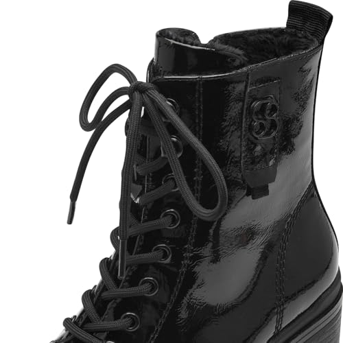 s.Oliver Damen Stiefeletten zum Schnüren mit Blockabsatz Herbst, Schwarz (Black Patent), 40 EU
