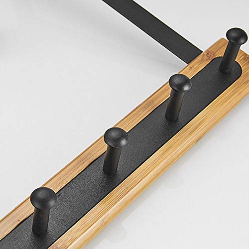 Ganchos Adhesivos Para Pared Gancho de la puerta de la casa de madera de madera de acero inoxidable negro 20 * 40 * 5 * 6 cm Puerta sin clavo Tipo de espalda Tipo de espalda sin fisuras Colga