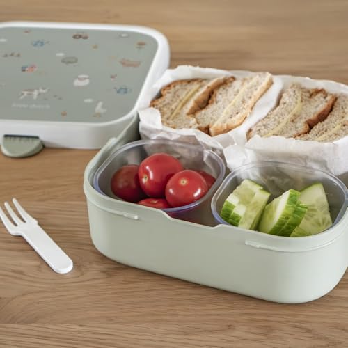 Mepal - Bento Brotdose Groß Campus - Bento Lunchbox für Kinder - Inklusive 2 auslaufsicheren Bento Fächern & Gabel - Bento-Fach ist mikrowellengeeignet - 2x 200 + 1250 ml - Cool blue