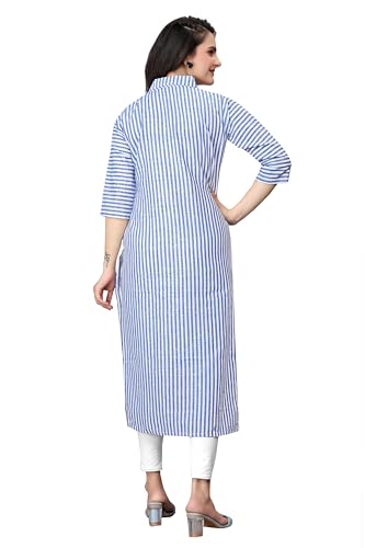 Image of Women Striped Cotton Straight Kurta (Pink)