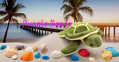 Image of Purple Beats Green Turtle Soft Stuff Toys for Kids, Children, Baby Girls, Stuffed Animals Toys, kachhua Soft Toys, Car Soft Toy - 30 CM