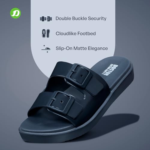 Image of DOCTOR EXTRA SOFT Women's Classic Cushion Sliders /Slippers with Adjustable Buckle Strap for Adult | Comfortable & LightWeight| Stylish & Anti-Skid|Waterproof & Everyday Flip Flops Ladies /Girls New-523