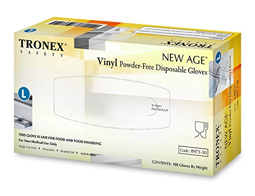 TRONEX- Vinyl Disposable Gloves, Powder-Free, Food Safe, White, Large, 8973-30 (Case of 1000)