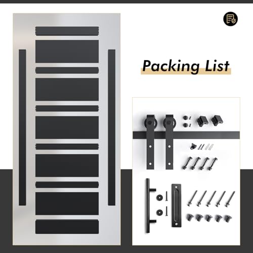 Image of Fredbeck 48x96 Black Barn Door with 8FT Hardware Kit,Sliding Interior Doors