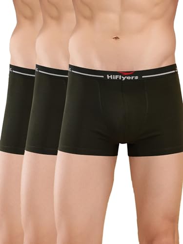 Image of HiFlyers Men's Cotton Spandex Odour-Free, Long Lasting Comfort, All Day Fresh and Confidence Dark Knight Collection Solid Trunks