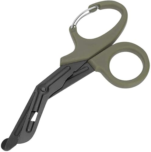Ciseaux à bandage en titane 19 cm, EMT et traumatisme, courbés avec revêtement noir furtif pour infirmières, étudiants, salle d'urgence (vert)