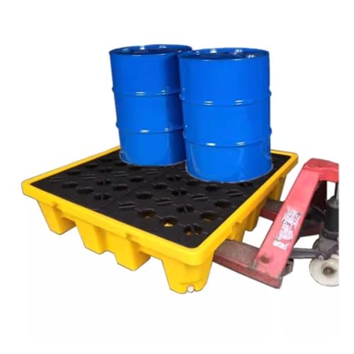 1pc Leak-Proof Polyethylene Drum Pallet with Drainage Grid - Stackable Spill Containment Tray for Oil Drums(72x72x16cm)