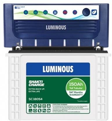 LUMINOUS SC18054+EcoVolt1050 Tubular Inverter Battery (150 AH)-Multicolor