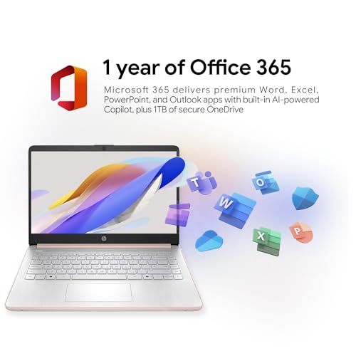 Image of HP New Gen 14 inch Laptop . MS Office. 128GB . 512GB SD Card . 4GB RAM . HD Display . 12-Hour Battery . WiFi . Bluetooth . Windows 11 . Pale Rose Gold