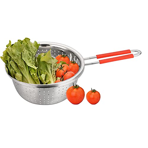 Passoire en acier inoxydable micro-perforée durable avec manche rouge - 5