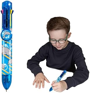 Deluxebase Rainbow Writer - Dolphin, Multicolour Pen from 8 in 1 retractable ballpoint pen, great novelty pens for kids and ideal office or school supplies
