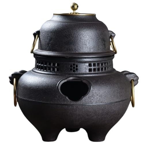 Aeroor茶釜 風炉釜 切合鬼面風炉 茶釜添え 鉄風炉 茶道具 チャコールティーストーブ日本鋳鉄ゆで茶炉煮込み鉄炉手作りレトロ炭暖房 (コーヒー色)