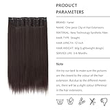 Yamel Clip in Hair Extensions One Piece 5 Clips Short 12 inch Natural Dark Brown Straight Synthetic Hairpieces 3/4 Full Head Clip in Hair Extension - Image 6