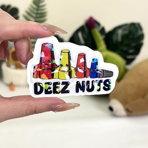 Image of 3 Pcs Deez Nuts Sticker, Deez Nuts Decal, Deez Nuts Gifts Deez Nutz Journeyman Hardhat Lineman Mechanic Tool Box Welding Construction Man Stickers for Laptop Phone Watter Bottle Car Helmet 5 inch (D1 HO)