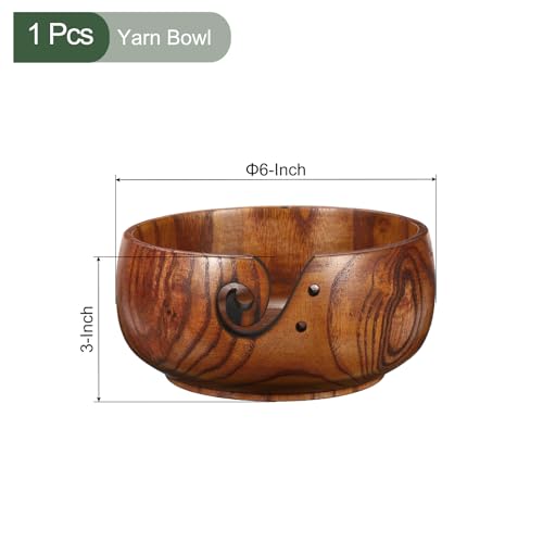Image of YOKIVE Wooden Yarn Bowls for Crochet Bamboo Yarn Knitting Bowl for Mother Grandma Women Lover, 6 inch x 3 inch