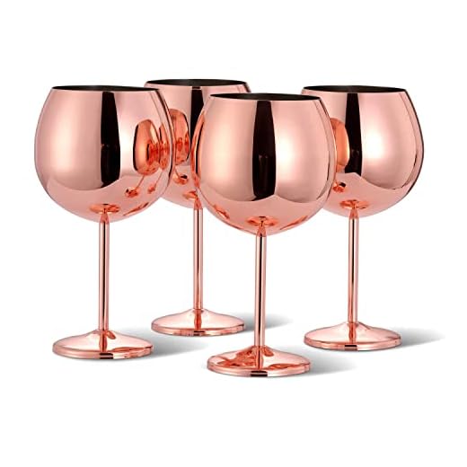 Oak & Steel - 4 Copas Gin Tonic de Globo Acero Inoxidable Color Oro Rosa - 700ml / Ideales para Eventos Sociales y Fiestas