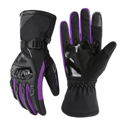 Gants De Moto pour Femmes, Gants De Moto à écran Tactile, Gants De Moto Coupe-Vent Imperméables pour Femme, Gants d'hiver pour Motocross Cyclisme Escalade (Violet,S)