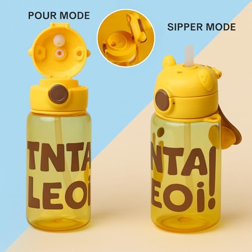 Image of Veejet Joyland Kids Water Bottle - Sipper Water Bottle for Kids - Water Bottle for School - Water bottle for Girls and Boys, BPA-Free, Spill-Proof, Perfect for School and Play - 620 ML (Yellow)