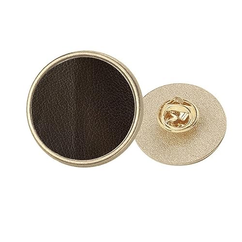 Broche en cuir noir rond métal doré M pour styliser un vêtement uni sans l'abîmer