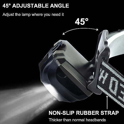 Funito Ultra Bright LED Headlamp Flashlight (2 Pack), White and Red Light Headlight with Adjustable Headband, IPX6 Waterproof Head Lamp for Outdoors,Camping,Running,Cycling,Hiking. Batteries Included