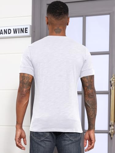 Angbater Mens Short Sleeve Henley Shirts Casual Button T-Shirts Lightweight Basic Cotton Tops3