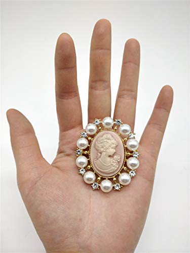 Women Brooch Pins Bouquet Pin Rhinestone Flower Butterfly Pearl Wedding Vintage (Pa Cameo Pink) #TOP1