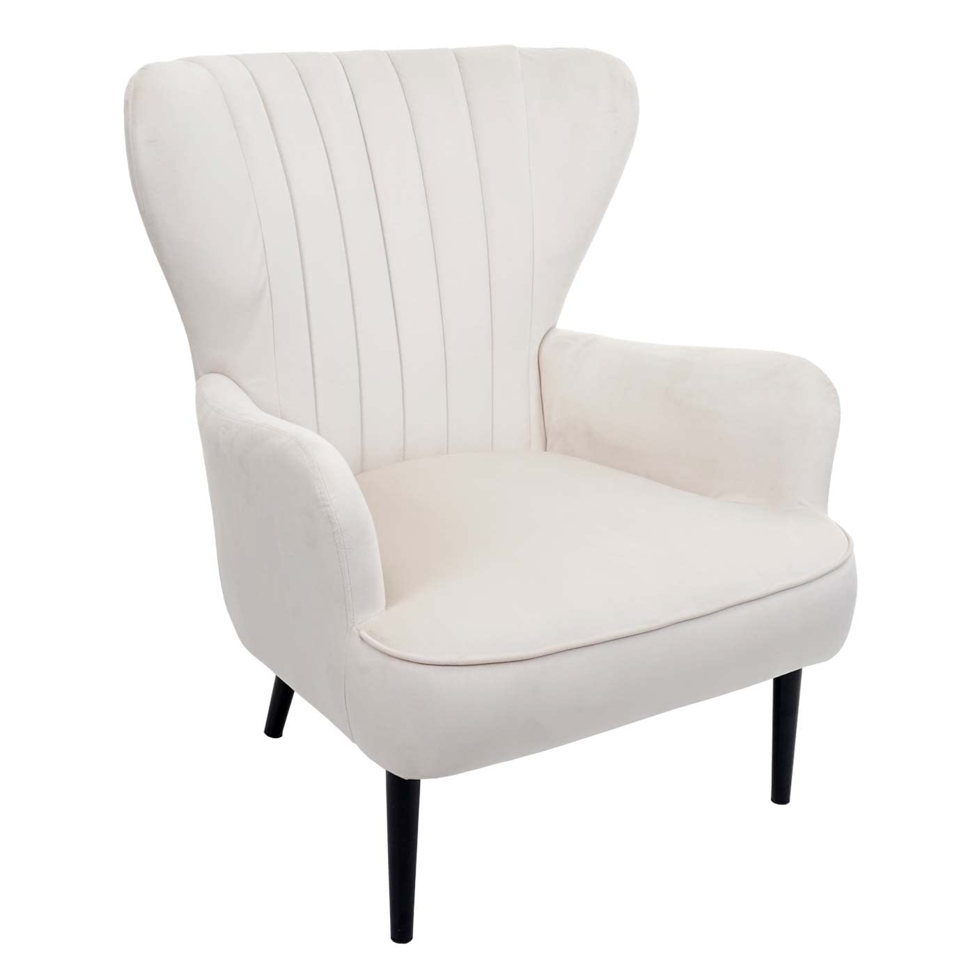 Mendler Lounge-Sessel HWC-K37, Cocktailsessel Polstersessel Sessel, Samt (280g/m²) - Creme-beige