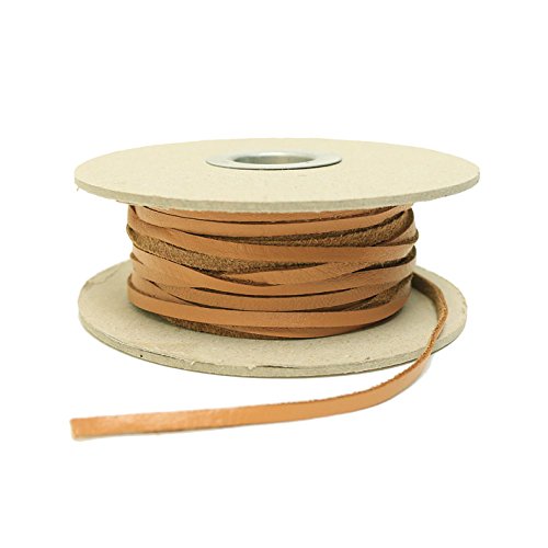 Cordon de cuir plat de 3mm camel NBK 20m pour remplacer vos lacets usés et réparer vos sacs