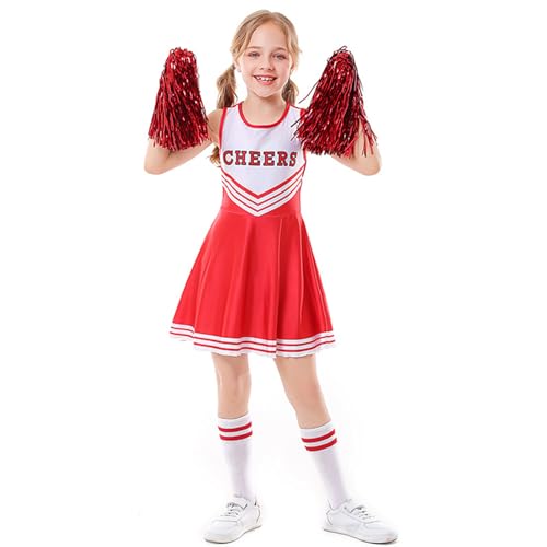 Opiniones y reviews de Ropa de Cheerleading y animación para Niño más recomendados. 41 LOLANTA Disfraz de animadora para niñas, disfraz de animadora, uniforme de animadora, pompones (Rojo, 10-12)