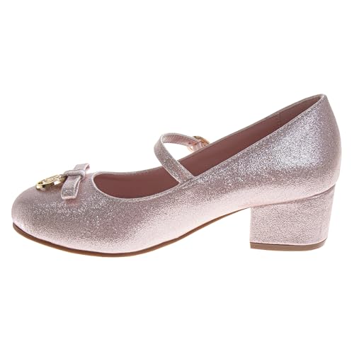 Image of Josmo Girls Low Heel Dress Pumps Crystal Strap Formal Wedding Sandals Flower Girl Shoes for Toddler /Little Kid /Big Kid