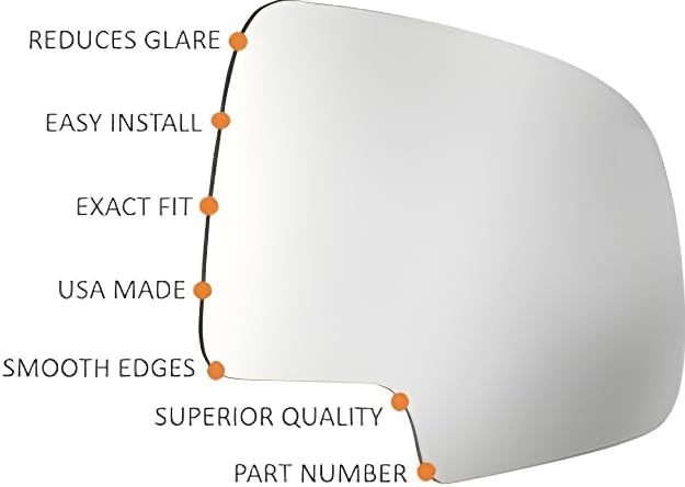 VAM Fits xB, Tc, Corolla, Matrix Left Driver Mirror Glass Lens w/Adhesive