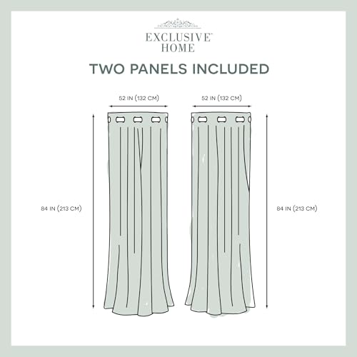 EXCLUSIVE HOME Medallion Room Darkening Blackout Grommet Top Curtain Panel Pair, 52"x108", Black Pearl - Thumbnail 4