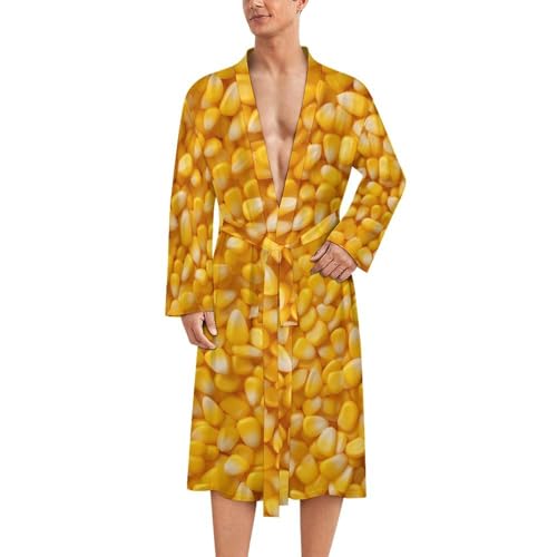 Corn Kernels Novelty Men's Robe Soft Lightweight Bathrobe Long-sleeve Spa Robes