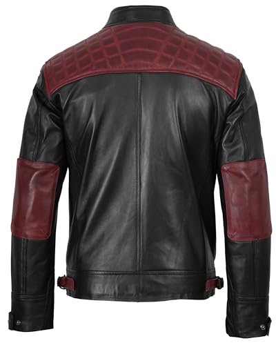 Image of Blingsoul Men's Leather Motorcycle Style Jacket - Quilted Cafe Racer Biker Style Jacket for Men