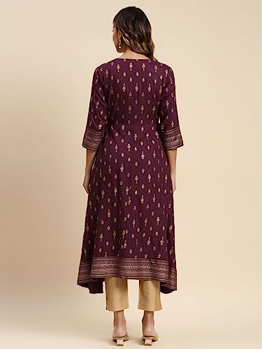 Image of rangita Rayon Calf Length Printed Anarkali Kurti for Women | Kurta for Women