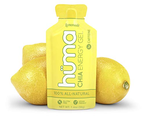 Huma Chia Energy Gel, Lemonade, 24 Gels, 1x Caffeine - Sports Nutrition for Endurance Exercise