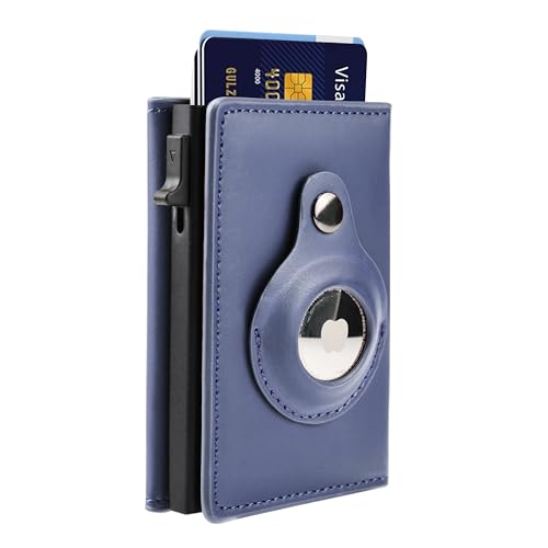 Air Tag Wallet for Men Slim Leather Wallets for 12-15 Cards, Minimalist Thin RFID Blocking Card Holder with Money Clip & ID Window, Small Bifold Front Pocket Wallet, Gifts for Men4