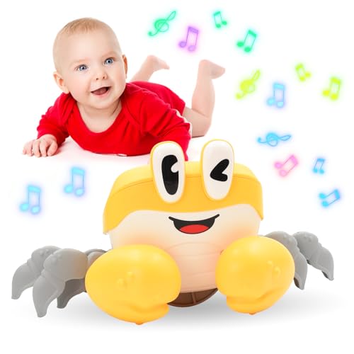Coriver Krabbe Baby Spielzeug, Musik Krabbelspielzeug Interaktives, Elektronische Krabbelnde Krabbe, Crab Krabbelhilfe Spielzeug Geschenk für Kinder,Tummy Time Toys für Baby 6 7 8 9 10 Monate