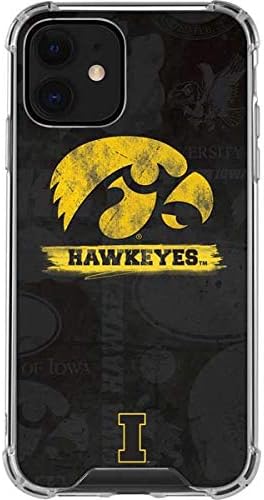 Skinit Clear Phone Case Compatible with iPhone 12 - Officially Licensed University of Iowa Hawkeyes Distressed Logo Design