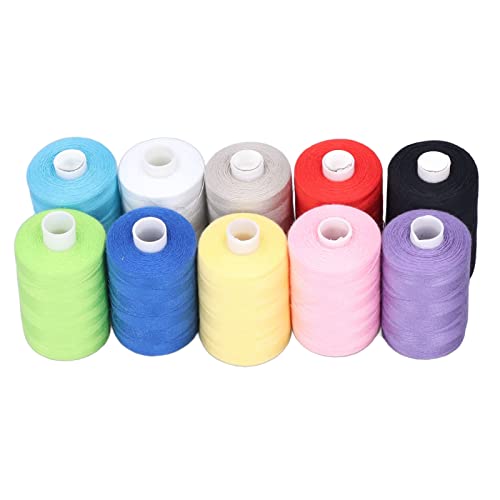 Hilo de costura de poliéster, caja de 10 piezas en colores surtidos, alta resistencia y colores brillantes, para acolchado, costura a mano y bordado con máquina