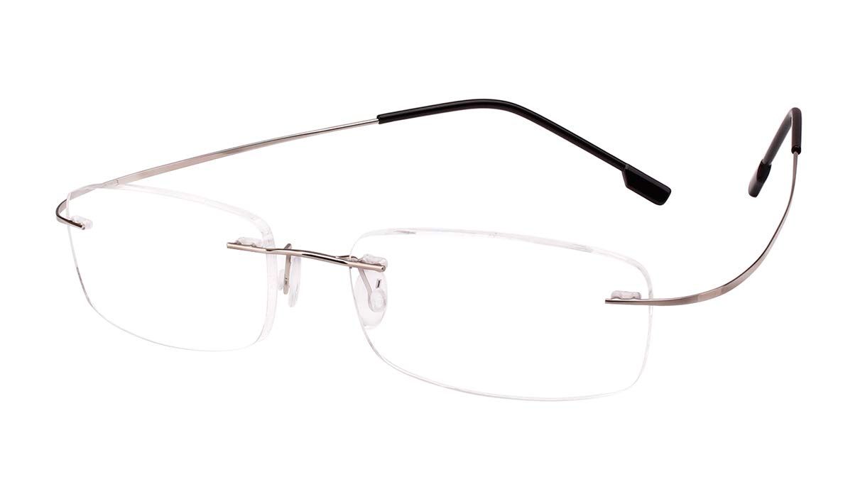 Memory Titanium FlexMemory Titanium Flexible Womens Mens Rimless Reading Glasses Readersible Womens Mens Rimless Reading Glasses Readers (Silver, 150)