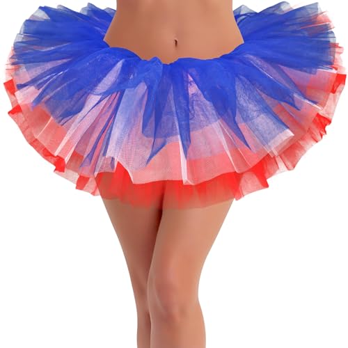 qikqik Red White and Blue Tutu Sexy 4th of July Outfits for Women 4th of July Tutu for Women Red White and Blue Accessories